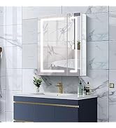 Janboe LEDバスルームミラーキャビネット バスルームミラーキャビネット、バスルーム用LEDミラー、収納付きバス