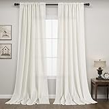 Natural Linen Curtains 108 Inches Long Window Draperies for Patio Living Room 2 Panels Light Reducin