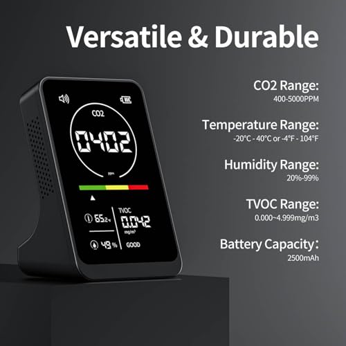 Monitor de CO2 contra el aire cargado medidor de TVOC y humedad con alarma de aviso 3