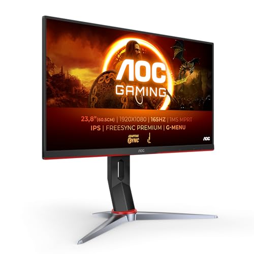 AOC Gaming 24G2ZE - 24 Zoll FHD Monitor, 240 Hz, 0,5ms, FreeSync Premium (1920x1080, HDMI, DisplayPort) schwarz/rot