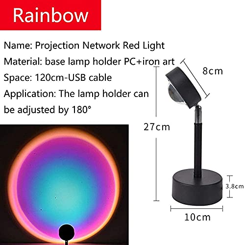Jeyoda Sunset Light 180° Rotatable Romantic Visual Rainbow Projection Light, Modern Floor Lamp Background Projection Atmospheric Light, Sunset Light 5V 10W (Rainbow) #TOP4