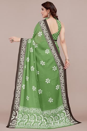 Image of MIRCHI FASHION Saree for Woman Chiffon Batik Printed | Lightweight Daily Wear Women's Office Sari with Blouse Piece (Available in 40 Colours)