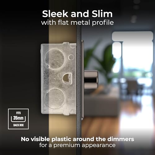 BG Electrical Intelligent Double Wall Dimmer Switch, 2 Way, Screwless Front Plate, Premium Flatplate, Black Nickel, 200W, FBN82 - Image 2