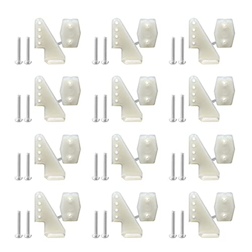 AONTOKY 12 Sets Nylon Control Horns T Style L18×W13×H25mm 4 Holes for RC Airplane KT Model Plane Parts with M2x14mm Screw
