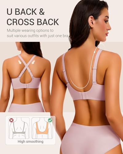 Image of Gailife Deep V Jelly Bras for Women No Underwire Wireless Seamless Push Up Bra Comfort Support Plunge Bralette Full Coverage