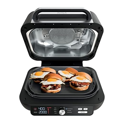 Ninja IG601 Foodi XL 7-in-1 Indoor Grill Combo, use Opened or Closed, Air Fry, Dehydrate & More, Pro Power Grate, Flat Top Griddle, Crisper, Black, 4 Quarts (Renewed)