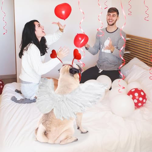 Shurung Adorable Heart-Throb Pup Valentine'S Day Costume Set With Feather Wing & Heart Headband Heart-Themed Dog Apparel Outfits Perfect For Medium To Big Dog Breeds thumb #4