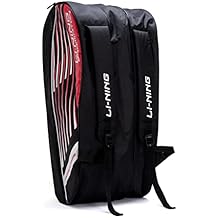 Li-Ning Flash Triple Zipper Polyester Badminton Kit Bag Black, Large | Easy - Access Compartments | Spacious | Unisex - Men, Boys, Girls, Women