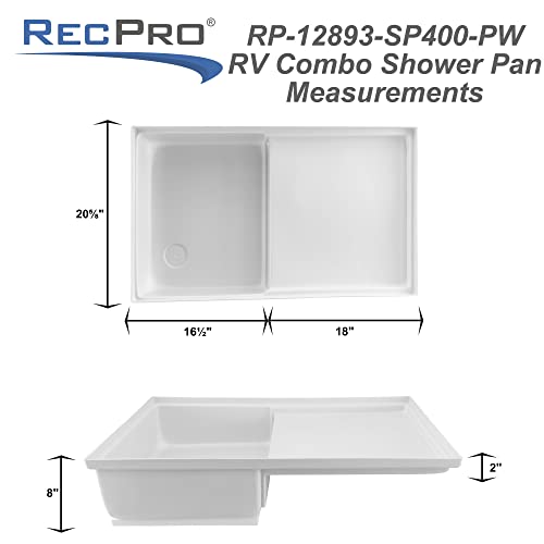 Recpro Rv Combo Shower Pan 35" X 21" Corner Drain | White | Toilet Mount #TOP4