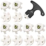 Cozypower 31 Pcs Golf Spikes Set Includes 30 Pcs Golf Cleats Replacement Black Cleats Spanner Metal Thread Screw 6 mm Dia Spike Tool for Lawn Cricket Shoe Player Lover(White)