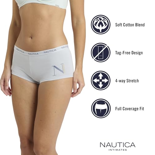 Image of Nautica Women's Cotton Boyshort Underwear Set, 5-Pack