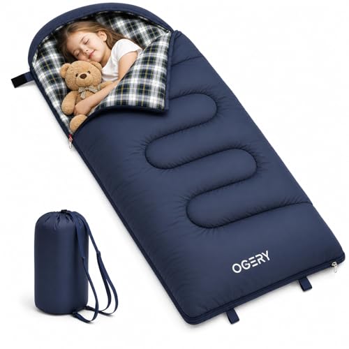 OGERY Sleeping Bag for Kids & Toddlers - 3 Seasons Warm & Cool Sleeping Bag for Boys Girls, Lightweight & Washable Camping Sleeping Bags, Sleepover Camp Travel, Up to 4β7β