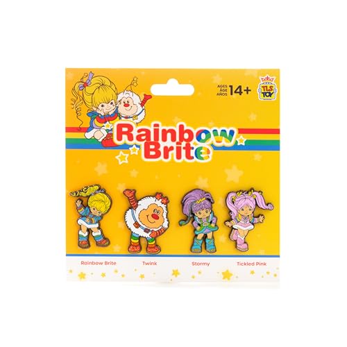 Rainbow Brite 'Limited Edition' 4-Pack Glitter Enamel Pin Set with Rainbow Brite, Twink, Tickled Pink & Stormy Pins