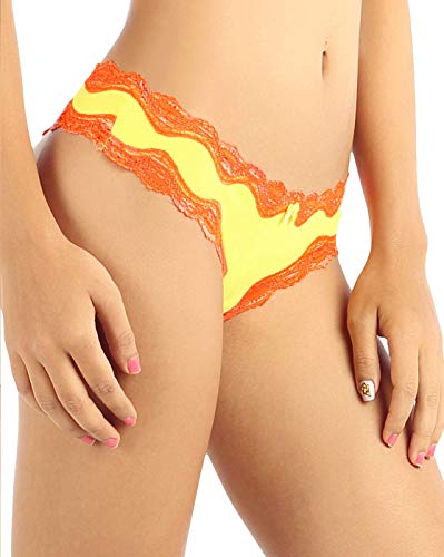 Image of Candyskin Women's Thong Pink Panty Trim Lace Comfort Wear Low Rise