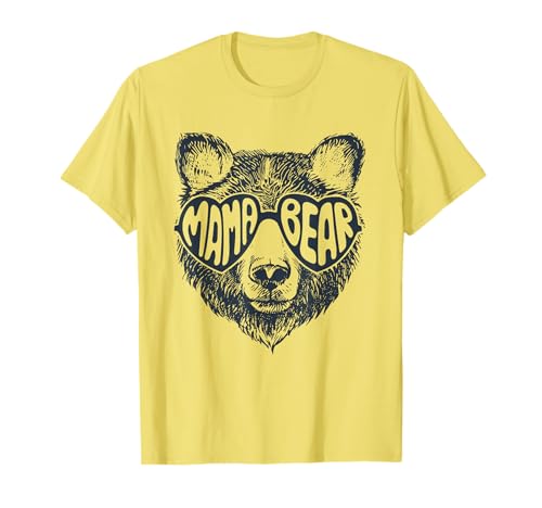 Mama Bear Face Sunglasses Print Mother's Day T-Shirt