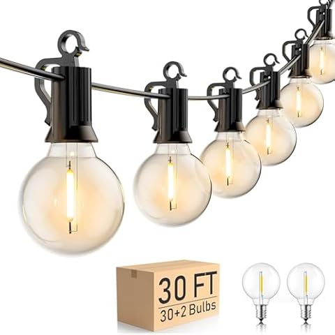 50Feet G40 Outdoor String Lights with 52 Clear Bulbs Cover