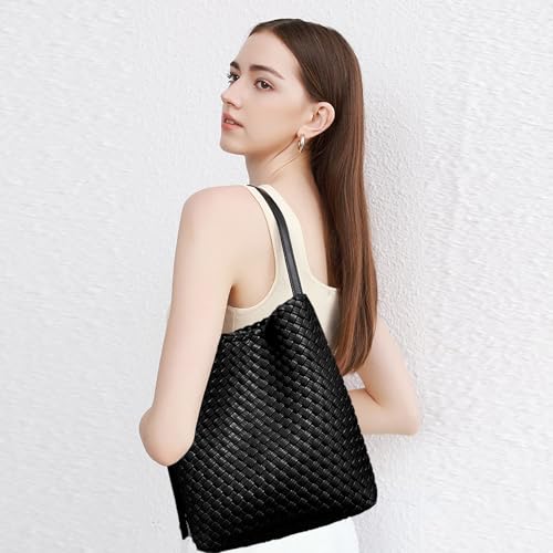 Image of Fashion Woven Tote Bag for Women, Female Hobo Bag, Beach Handbag Purse, Travel Shoulder Bag with Adjustable Strap