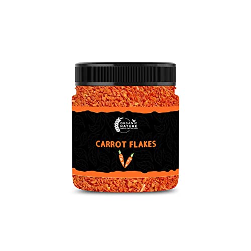 Organic Nature Dehydrated Carrot Flakes 250 Gram Pure Vegetarian & Easy Cooking Jar Pack