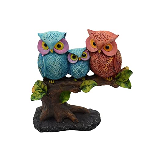 Image of PujaNPujari Owl Family Decorative Showpiece Idol Sitting On Tree for Home Decor