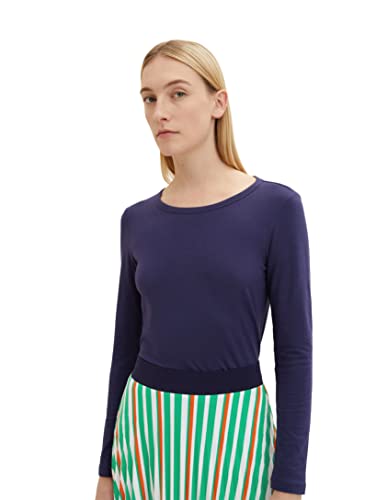 TOM TAILOR Damen 1035396 Basic Langarmshirt, 11331 - Atlantic Ocean Blue,...
