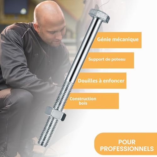10 Pièces M10 Boulons et Ecrous, M10 x 120 mm Boulons Hexagonaux avec écrous, vis de machine, Galvanisées Vis Hexagonale Partiellement Filetés – vue 6