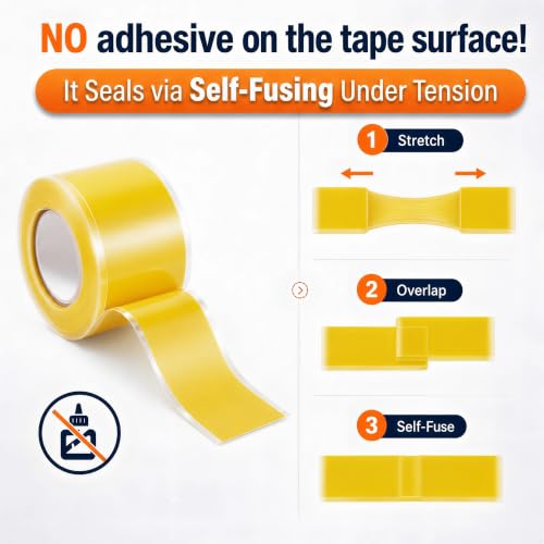 Image of 2-Pack Yellow Rubber Splicing Tape (20 Ft Total) - Self Fusing Emergency Repair Tape for Wiring & Marking - Non-Slip Silicone Grip for Handlebars - Easy-Peel Liner, 1 Inch x 10 Feet