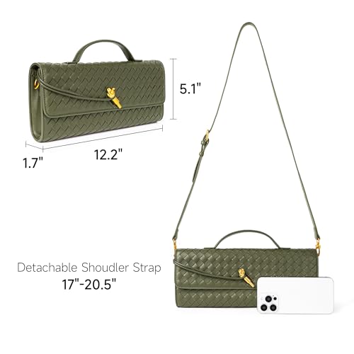 Image of Joryin Woven Purse for Women Evening Clutch Woven Leather Handbags Crossbody Bag Purse Formal Evening Bag, Vegan Leather