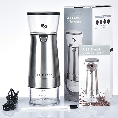 Coffee Grinder,USB Stainless Steel Electric Coffee Grinder,Adjustable Thickness,Used for Coffee Spices Nuts Seeds Home Office Travel