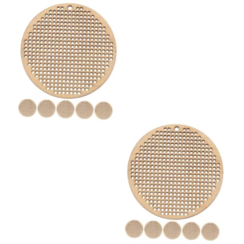 ARTIBETTER 3sets Mini Cross Stitch Wooden Chips DIY Hanging Tag Embroidery Circle Pendants 6pcs*3