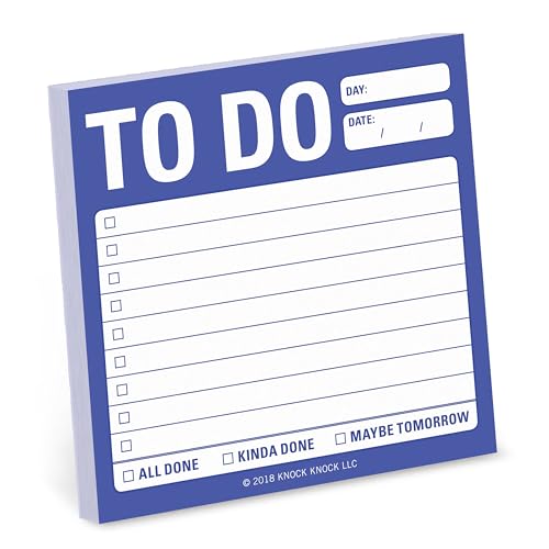 1-Count Knock Knock to Do Sticky Notes, to Do List Notepads, 3 x 3-inches Each