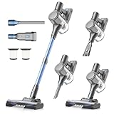 Zefiro Cordless Vacuum Cleaner for Home,450W /40Kpa 50Mins Stick Vacuum,Anti-Tangle 1.5L Dust Cup, Rechargeable Wireless Handheld Vacuum for Pet Hair/Carpet/Floor,Blue&Gray
