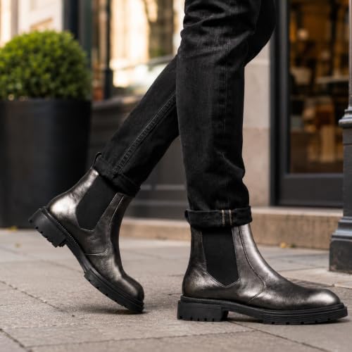 Image of Men's Premium Leather Chelsea Boots | Double Elastic Gussets & Breathable OrthoLite Anti-Odor Insoles | Slip-Resistant Rubber Outsole, Leather Lined for All-Day Comfort (Casual & Work)