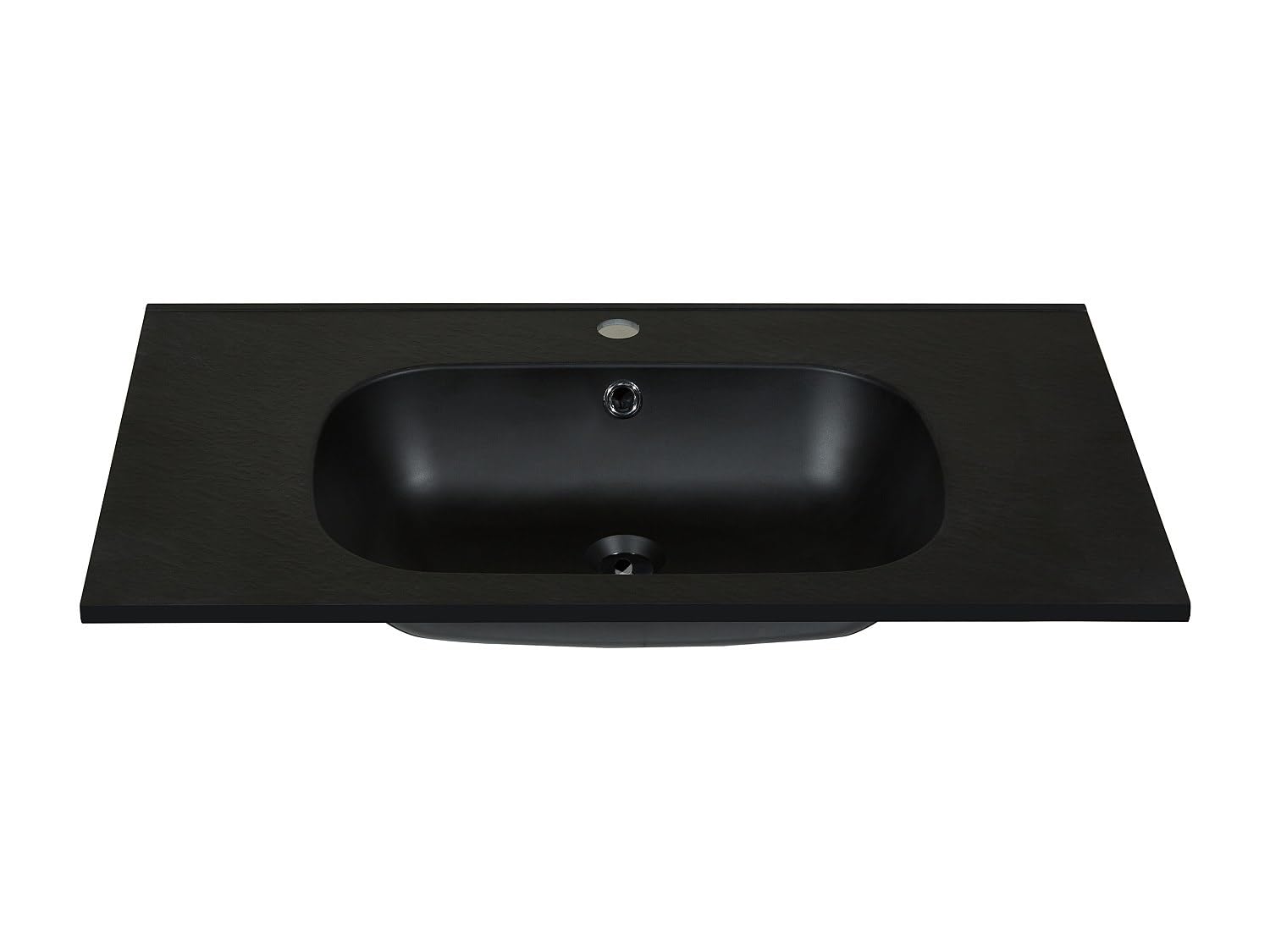 Vente-unique - Lavabo empotrado Okiwa - L 80cm x A 46cm x H 14.5cm - resina - negro