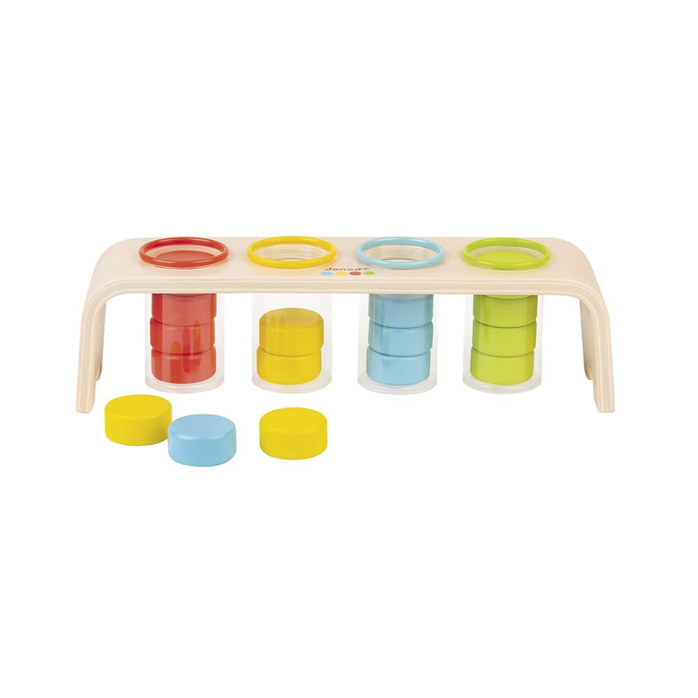 Janod - Essential - Colours Sorting - Wooden Early Learning Educational Game - Teaches Colours and Fine Motor Skills - Water-Based Paint - Ages 2 and Up, J05066