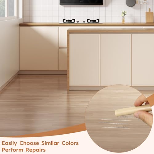 Laminat Reparaturset, 7 Farben Parkett Reparaturset, Hartwachs Reparaturset, Holzböden Möbel Arbeitsplattet Reparatur set, Möbelreparatur Wachs Set Deckt für Holzboden, mit 2 Stk Schaber