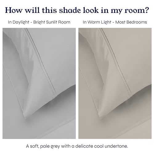 California Design Den Twin XL Bed Fitted Sheet, Soft 400 Thread Count 100% Cotton Deep Pocket Bottom Sheet, Cooling Durable Sateen Weave for Dorms (Twin XL, Light Grey)