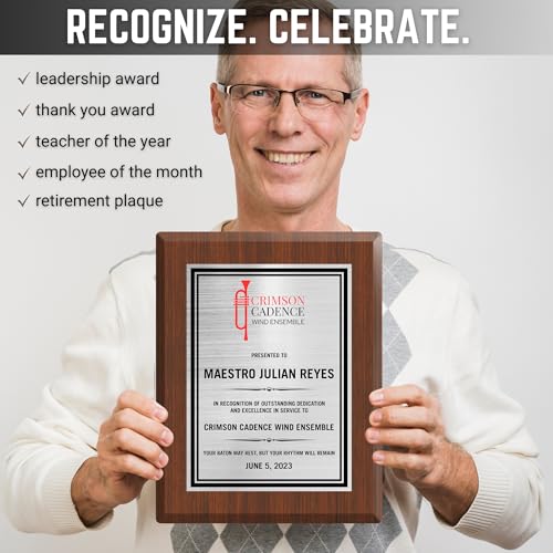 Create Your Own Custom Plaque - Upload Your Own Logo, Photo and Personal Text - Full Color Printing - Fully Personalized Award Plaque for Service, Achievement Recognition (Matte Black, 5\" x 7\")