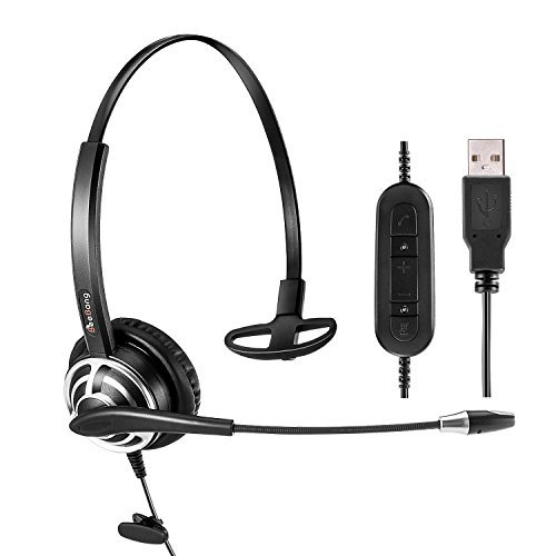 USB Headset with Noise Cancelling Microphone PC Headphone with Mic Mute Volume Control