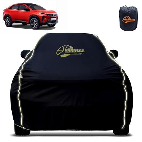 Image of Reflector Waterproof Car Cover for Tata Curvv Ev with Mirror & Antenna Pocket | All Weather Protection | Washable Fabric | Black Color