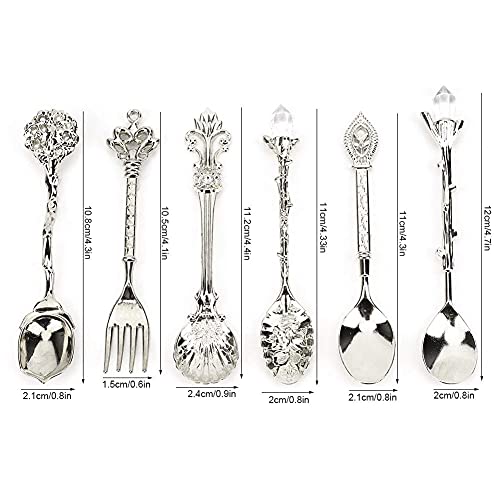 Zerodis ZERODIS6R3TMEHZ7I-12 6Pcs Teaspoon Set, Small Vintage Retro Royal Zinc Alloy Dessert Spoon thumb #1