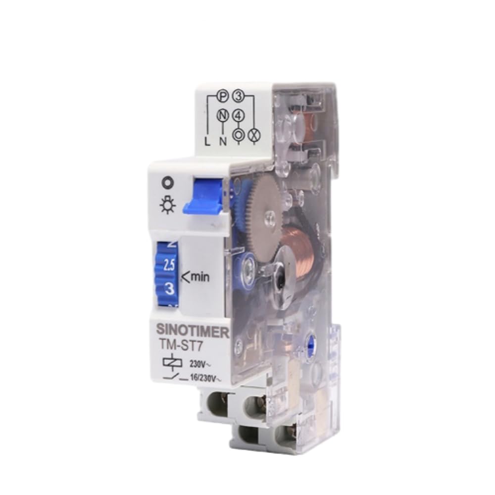 TM-ST7 7 Minutes Mechanical Timer AC 220V 18MM Single Module Din Rail Staircase Time Switch Timer Instrument 16A
