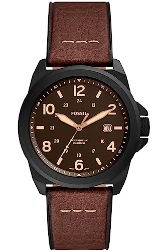 Preisvergleich Produktbild Fossil Herrenuhr Bronson, Quarzwerk, 40mm schwarzes Edelstahlgehäuse mit ProPlanet Lederarmband, FS5938