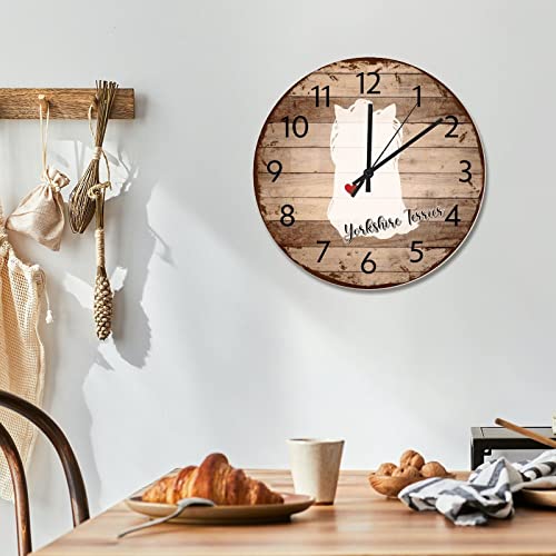 Horloge murale rustique Yorkshire Terrier idée cadeau pour salon - 6