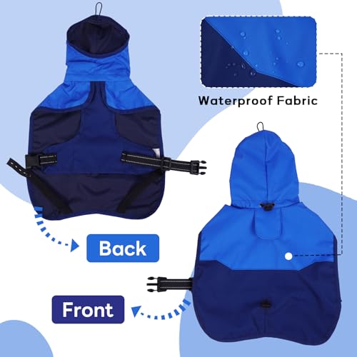 Chubasquero perro mediano abrigo impermeable poncho lluvia azul talla M 4