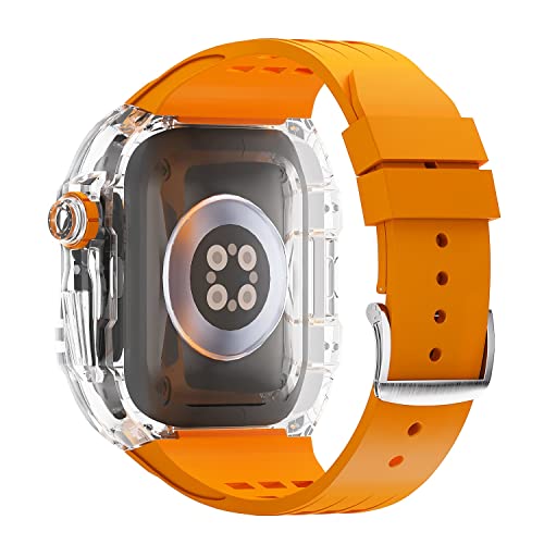 Kit de modification de luxe pour Apple Watch 44/45 mm boîtier transparent bracelet iWatch agate