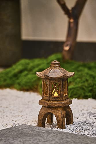 Teresa'S Collections Pagoda Lantern Garden Statues With Flickering Solar Lights thumb #2