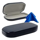 SMALL Clip On sunglasses case thin slim hard shell protective case for small Sun Clips glasses Men & Women (AS510 Navy Blue)