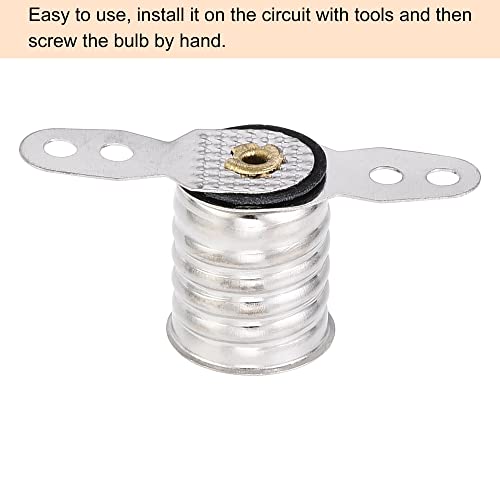 Meccanixity E10 Lamp Socket, 28X13Mm Dc 30V 2Pin Bulb Holder Screw Base With Mounting Plate, Nickel Plated Copper Pack Of 10 #TOP5
