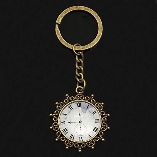 Preisvergleich Produktbild Compy Art und Weise Nette Borduhruhr-Taschenuhr konvexes Keychain Schlüsselkettenschlüsselkettenringd... Bronze type3