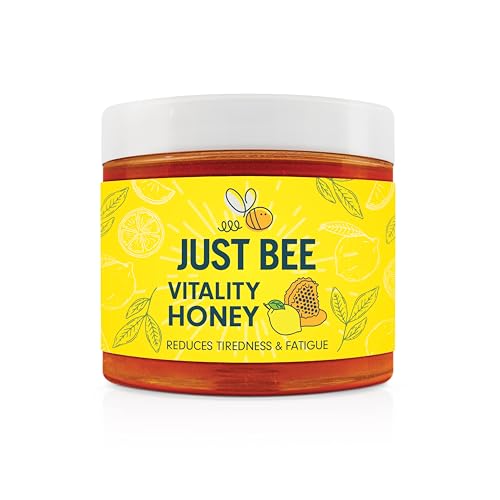 Just Bee Vitality Honey (260g) | With Ginseng, Lemon Extract & Vitamins B1-B12 | Raw and Unpasteurised | Vitamin Rich | Helps Reduce Tiredness & Fatigue